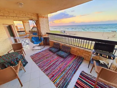 Hotel appartment sea view free wifi 3 bedrooms 2 full bathrooms 4th floor Bellevue village agami alexandria families are preferred available all year days